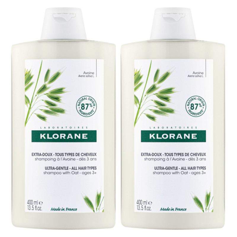 Klorane Extra-Doux Shampooing à l'avoine bio lot de 2x400ml