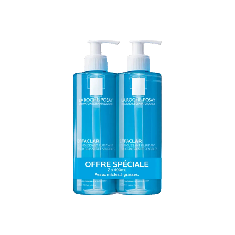 La Roche-Posay Effaclar Gel moussant purifiant lot de 2 x 400ml La Roche-Posay Effaclar Gel moussant purifiant lot de 2 x 400ml