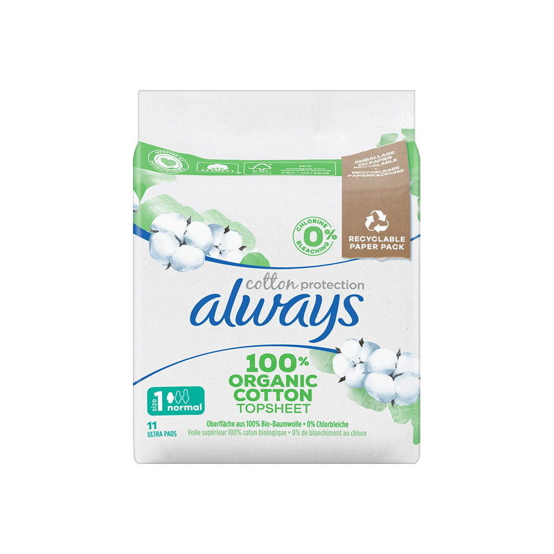 Always Cotton Protection taille 1 normal 11 serviettes hygiéniques Always Cotton Protection taille 1 normal 11 serviettes hygiéniques