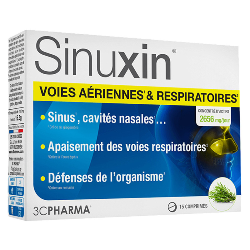 3C Pharma Sinuxin Voies aériennes & respiratoires 15 comprimés 3C Pharma Sinuxin Voies aériennes & respiratoires 15 comprimés