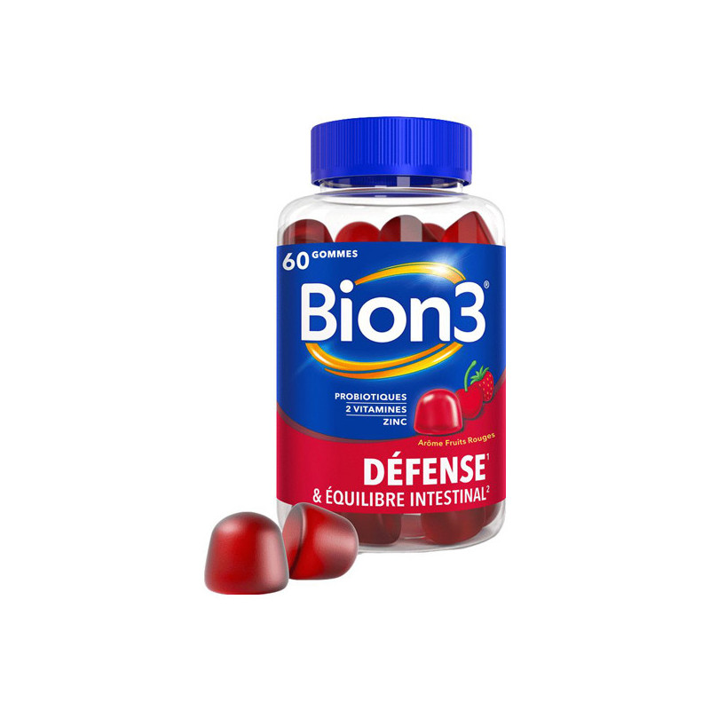 Bion 3 Défense et équilibre intestinal fruits rouges 60 gommes Bion 3 Défense et équilibre intestinal fruits rouges 60 gommes