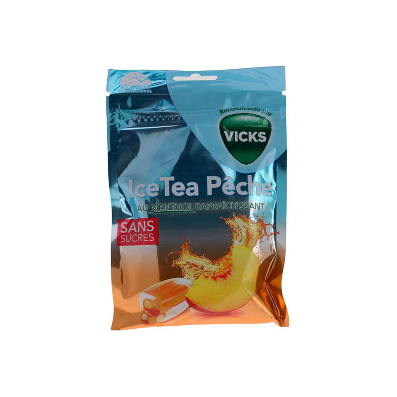 Vicks Ice Tea Pêche bonbons au menthol rafraîchissant 72gr Vicks Ice Tea Pêche bonbons au menthol rafraîchissant 72gr