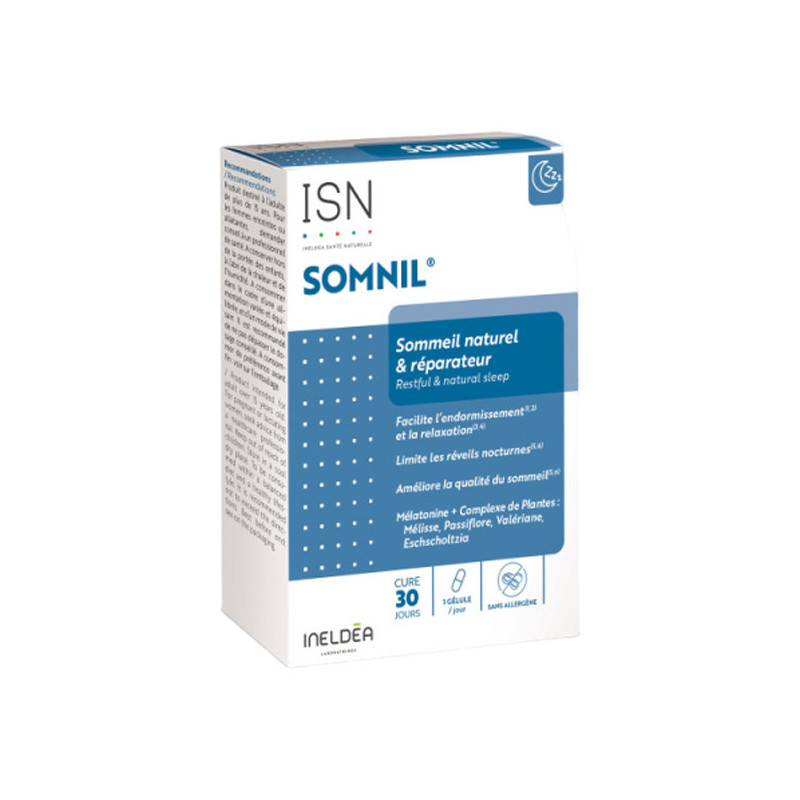 Ineldéa Santé Naturelle Somnil Sommeil naturel et réparateur 30 gélules Ineldéa Santé Naturelle Somnil Sommeil naturel et réparateur 30 gélules
