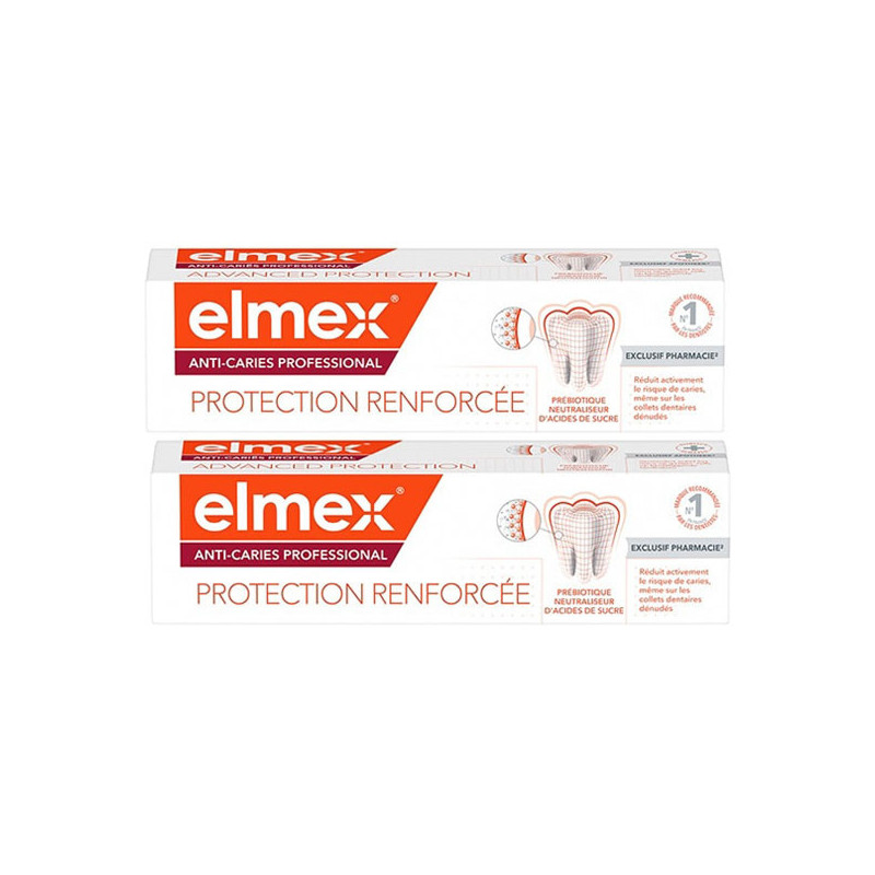 Elmex Dentifrice Anti-Caries Professional Protection Renforcée lot de 2x75ml Elmex Dentifrice Anti-Caries Professional Protection Renforcée lot de 2x75ml