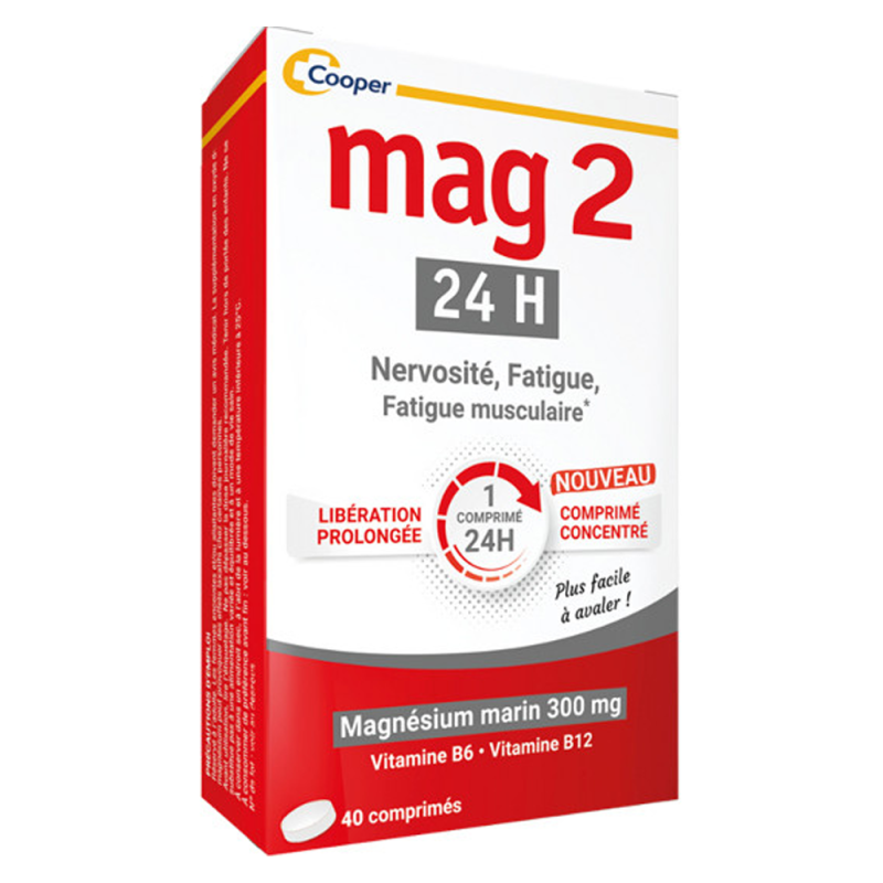 Cooper Mag2 24H Magnésium marin 300 mg 40 comprimés Cooper Mag2 24H Magnésium marin 300 mg 40 comprimés