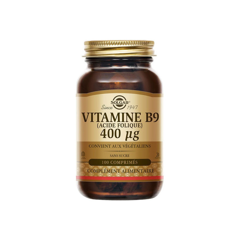 Solgar Vitamine B9 (Acide Folique) 400 µg 100 comprimés Solgar Vitamine B9 (Acide Folique) 400 µg 100 comprimés