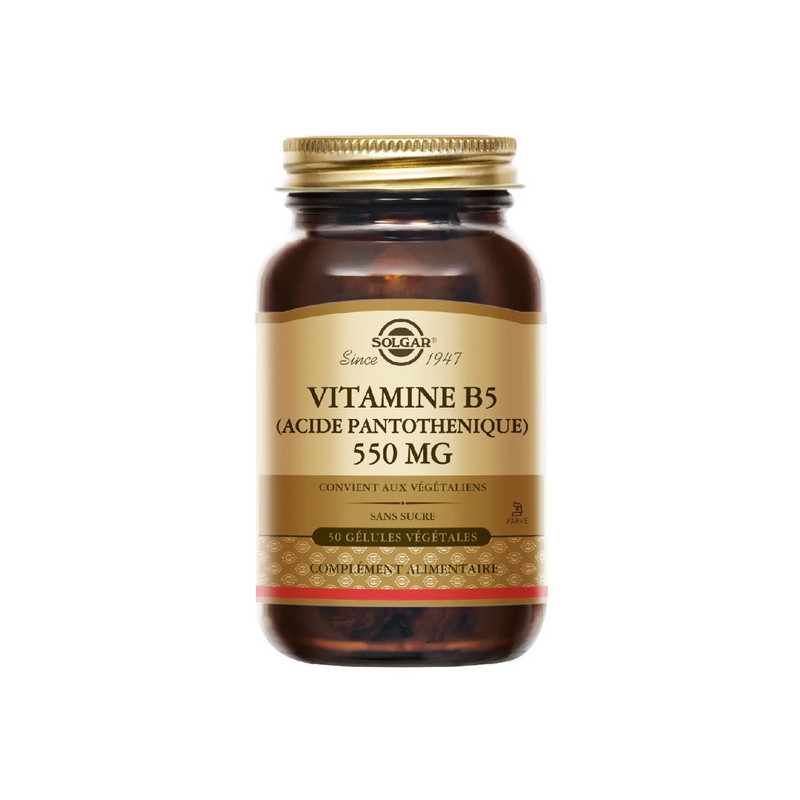 Solgar Vitamine B5 Acide pantothénique 550 mg 50 gélules végétales