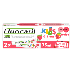 Fluocaril Dentifrice Kids 0-6 ans fraise lot de 2x75ml