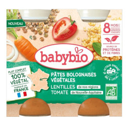 Babybio Pâtes bolognaises végétales lentilles tomate 8 mois et + 2x200gr
