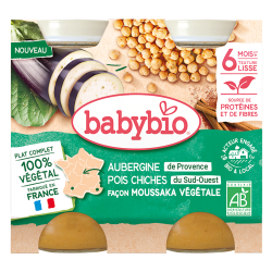 Babybio Aubergine pois chiches façon moussaka végétale 6 mois et+ 2x200gr