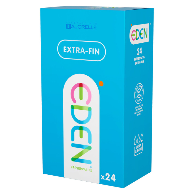 Eden Extra-Fin Latex lubrifié 24 préservatifs Eden Extra-Fin Latex lubrifié 24 préservatifs