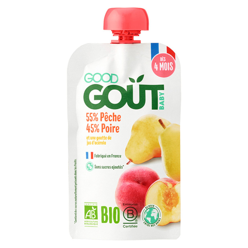 Good Goût Pêche Poire Purée de fruits bio 120gr Good Goût Pêche Poire Purée de fruits bio 120gr