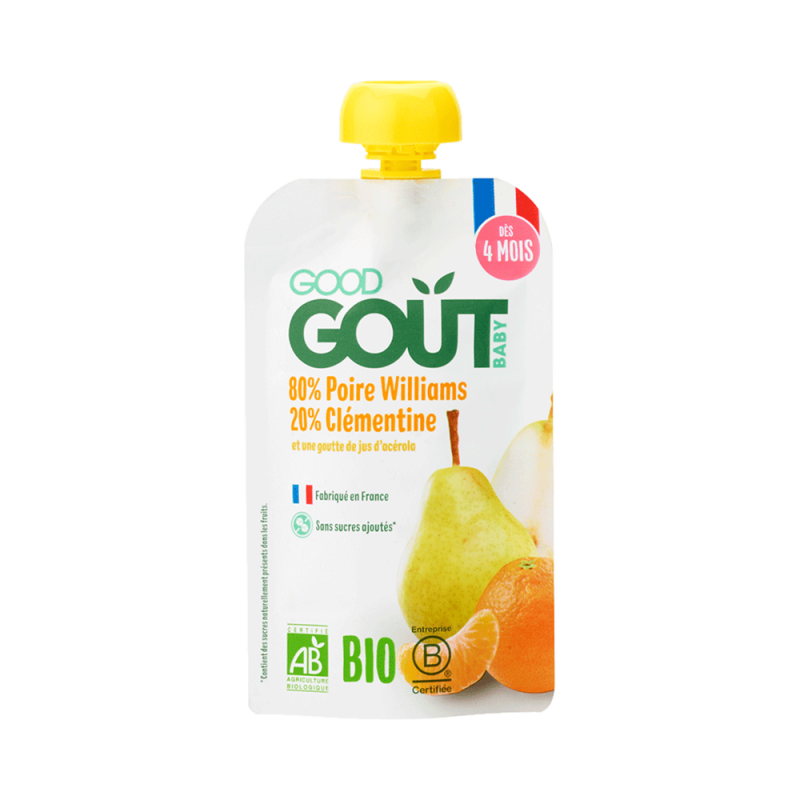 Good Goût Poire Clémentine Purée de fruits bio 120gr Good Goût Poire Clémentine Purée de fruits bio 120gr