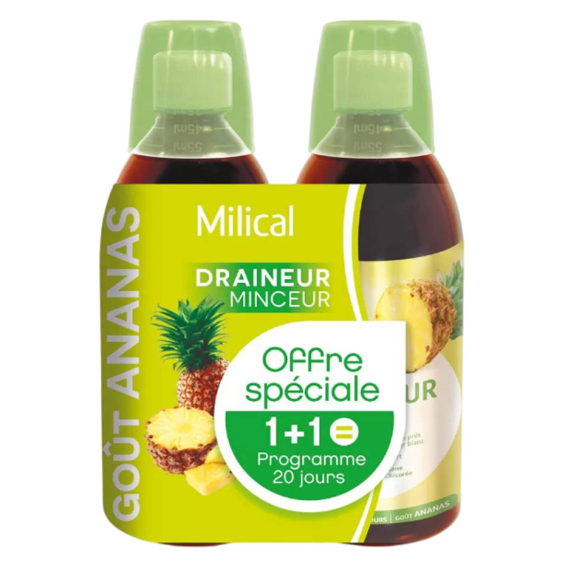 Milical Draineur Minceur Ultra Ananas lot de 2x500ml Milical Draineur Minceur Ultra Ananas lot de 2x500ml