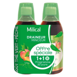 Milical Draineur Minceur Ultra Thé vert pêche lot de 2x500ml