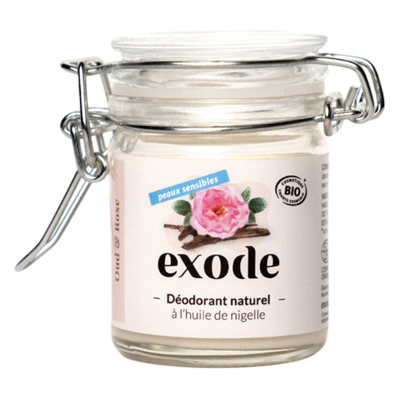 Exode Déodorant Naturel Peaux sensibles Oud & Rose 50gr
