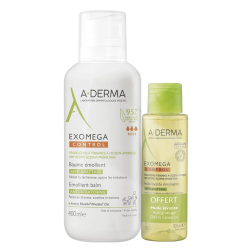 A-Derma Exomega Control Baume émollient 400ml + Huile lavante 100ml