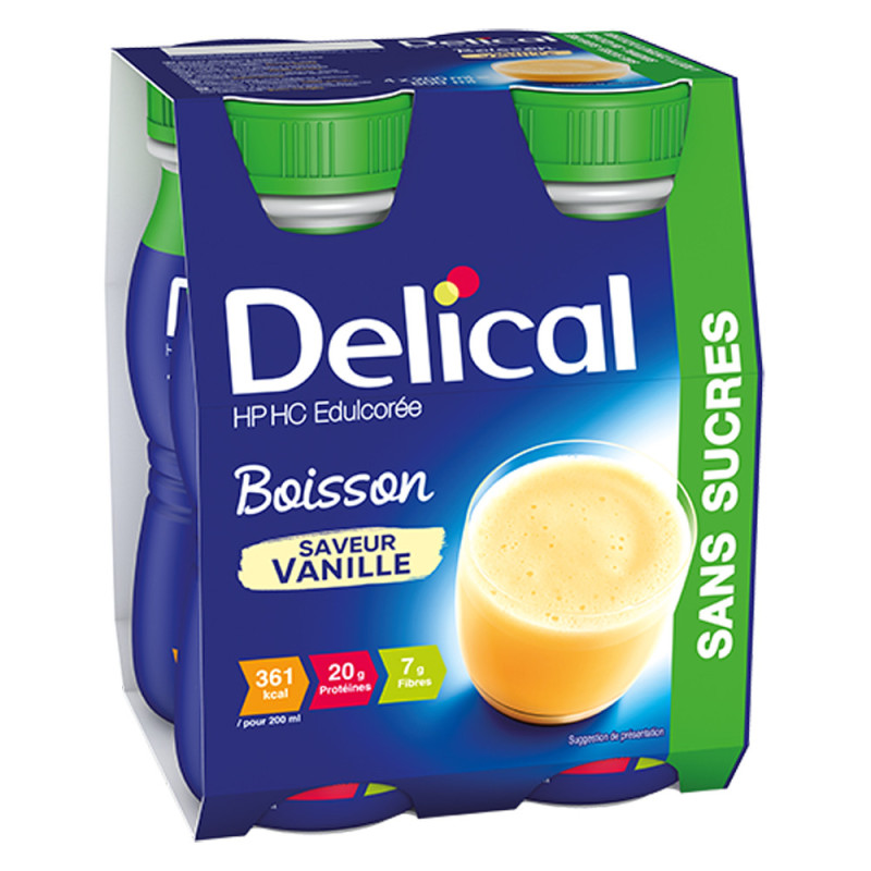 Delical Boisson HP HC Edulcorée sans sucres saveur Vanille  4x200ml