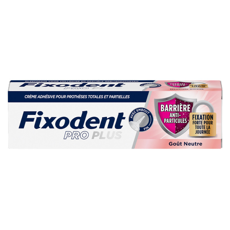 Fixodent Pro Plus Crème adhésive barrière anti-particules gôut neutre 57gr