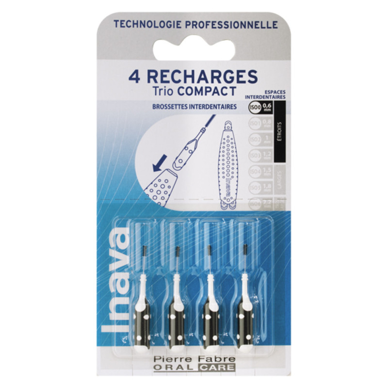 Inava Trio Compact Brossettes interdentaires Noire 4 recharges Inava Trio Compact Brossettes interdentaires Noire 4 recharges