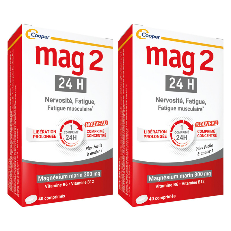 Cooper Mag 2 24H Magnesium marin 2x40 comprimés Cooper Mag 2 24H Magnesium marin 2x40 comprimés