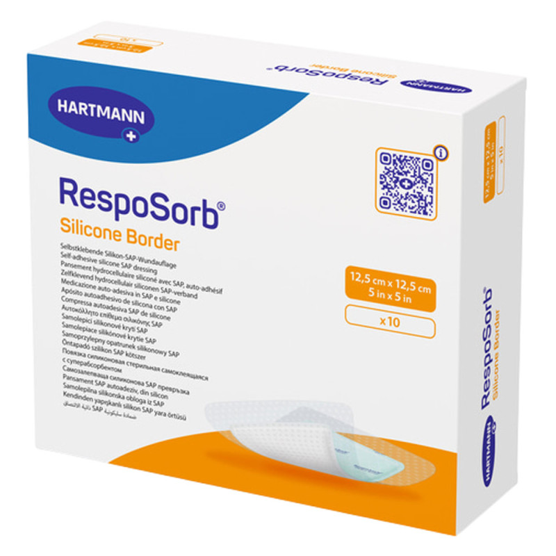 Hartmann RespoSorb Silicone Border 12,5 x 12,5 cm 10 pièces Hartmann RespoSorb Silicone Border 12,5 x 12,5 cm 10 pièces