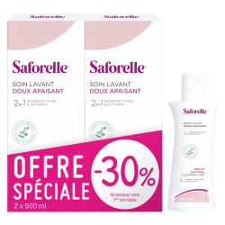 Saforelle Soin lavant doux lot de 2x500ml + Soin lavant doux 100ml
