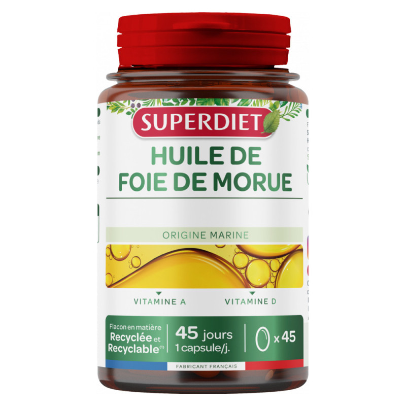Superdiet Huile de foie de morue 45 capsules Superdiet Huile de foie de morue 45 capsules