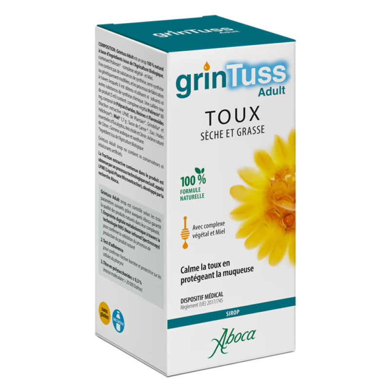 Aboca GrinTuss Sirop Adulte Toux sèche et grasse 180gr