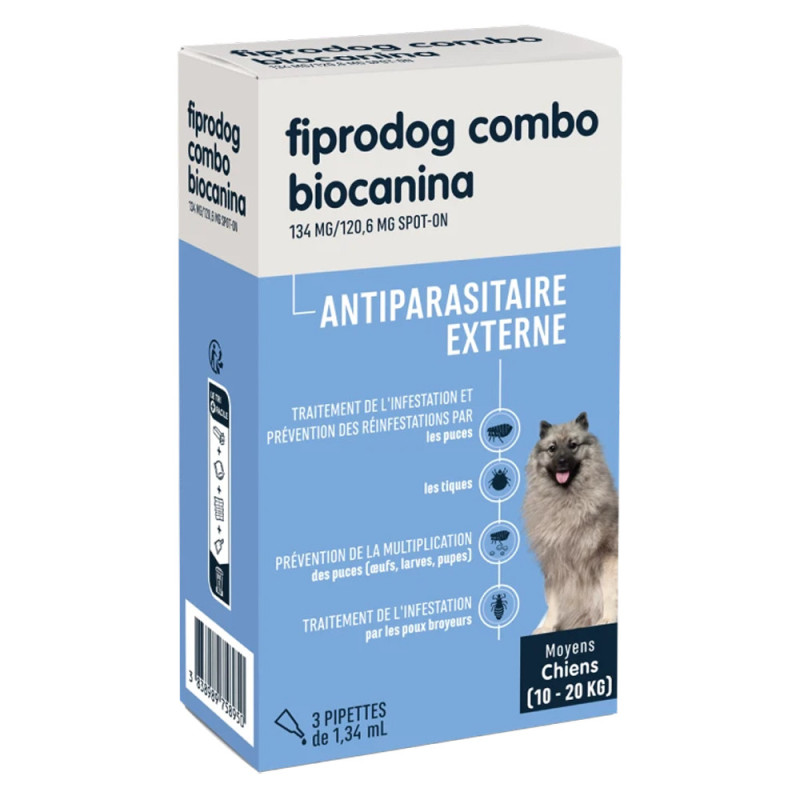 Biocanina Fiprodog Combo Spot-on moyens chiens 3 pipettes Biocanina Fiprodog Combo Spot-on moyens chiens 3 pipettes