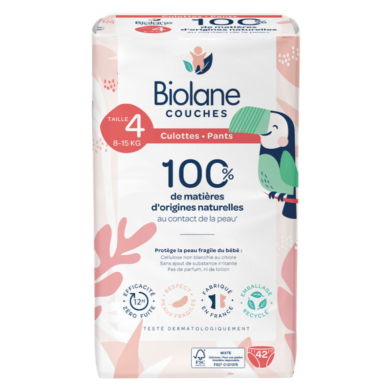 Biolane Couches Culottes naturelles taille 4 de 8 à 15kg x42