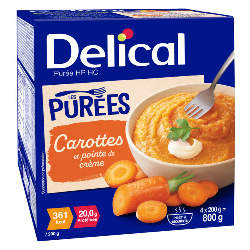 Delical Les Purées HP HC Carottes et pointe de crème 4 x 200gr
