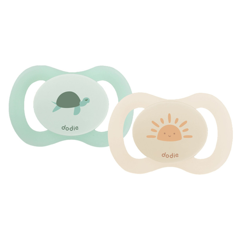Dodie Sucette anatomique silicone 0-2mois Tortue et Soleil 2 unités Dodie Sucette anatomique silicone 0-2mois Tortue et Soleil 2 unités