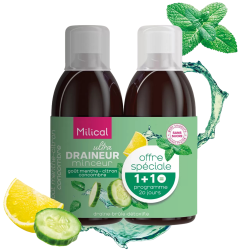 Milical Draineur Minceur Ultra Goût menthe citron concombre 2x500ml