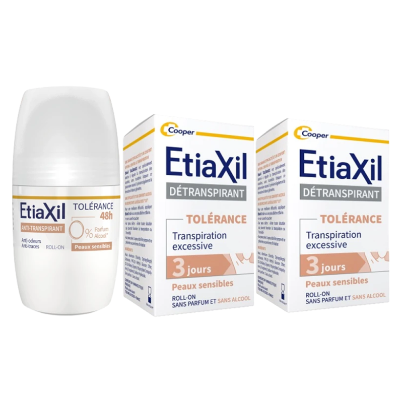 Etiaxil Tolérance 2 détranspirants + 1 anti-transpirant offert