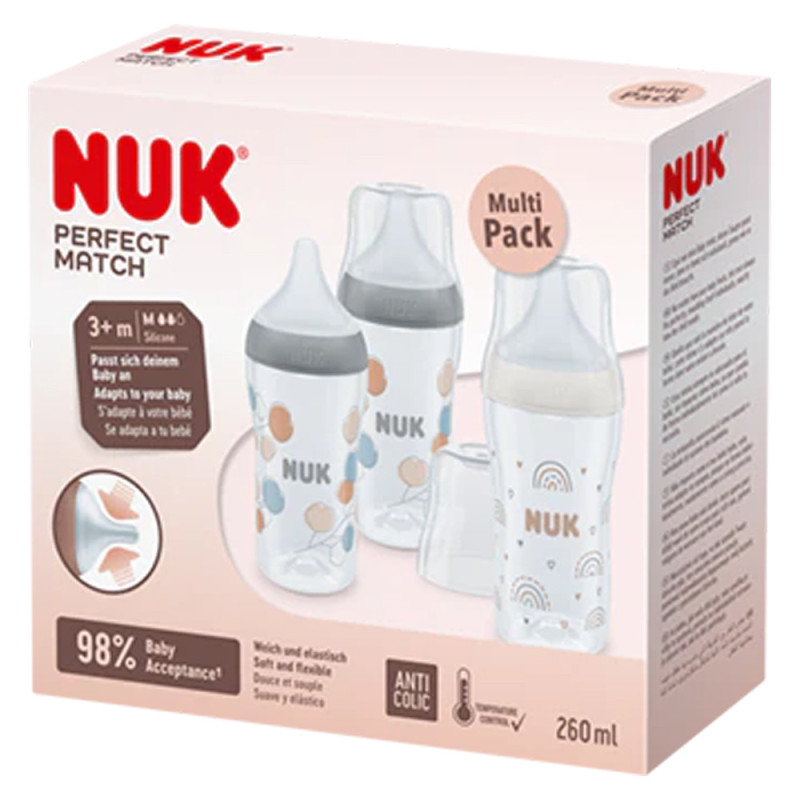 NUK Perfect Match Multi Pack lot de 3 Biberons 260ml NUK Perfect Match Multi Pack lot de 3 Biberons 260ml