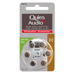 Quies Audio Piles Auditives Modèle 312 - 6 pack