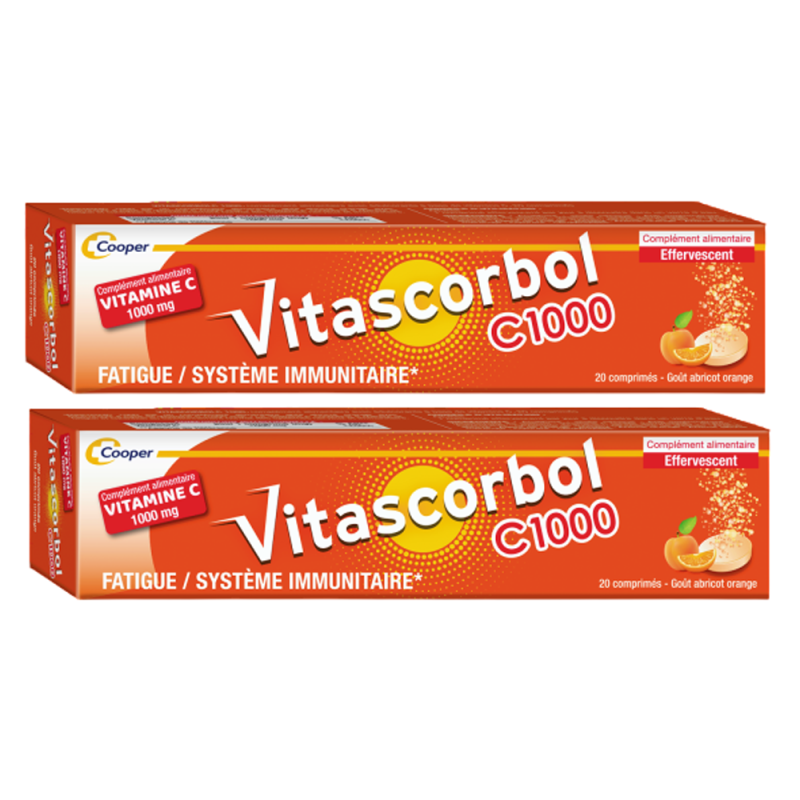 Vitascorbol Vitamine C 1000mg lot de 2 x 20 comprimés Vitascorbol Vitamine C 1000mg lot de 2 x 20 comprimés