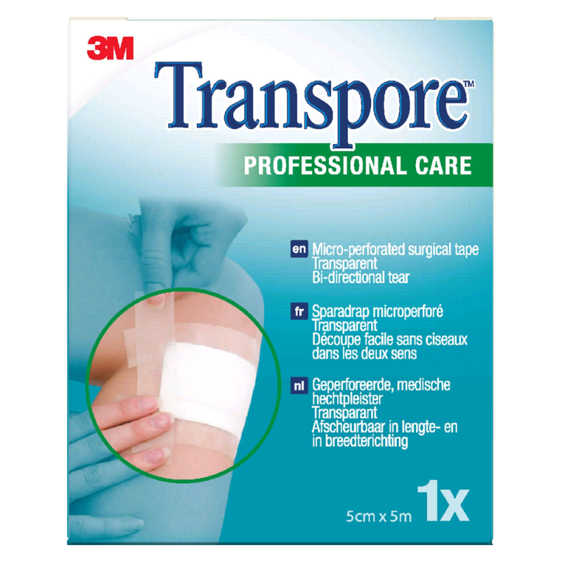 3M Transpore Sparadrap plastique microperforé 50mm x 5m