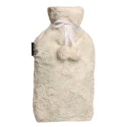 Calindoo Bouillotte à Eau Housse Pompon blanc 2L