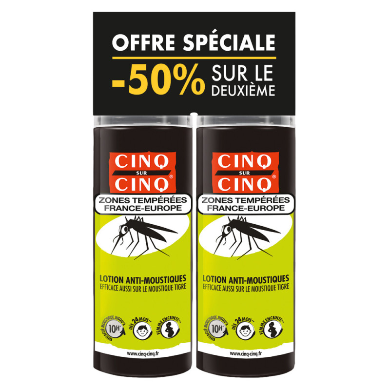 Cinq sur Cinq Zones Tempérées Lotion anti-moustiques lot de 2x100ml