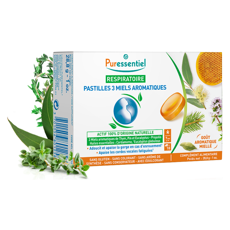 Puressentiel Respiratoire 3 miels aromatiques 18 pastilles