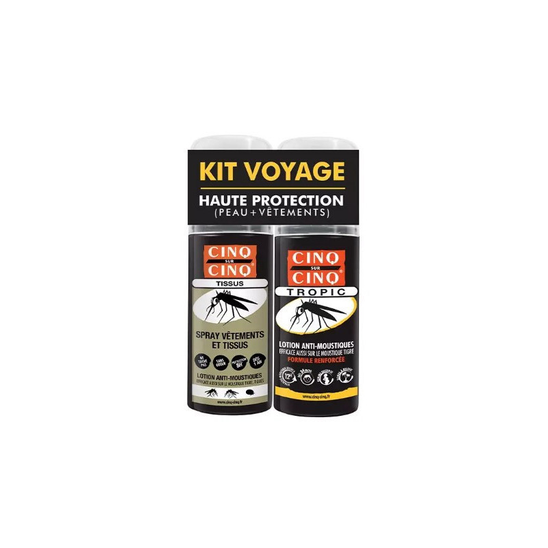 Cinq sur Cinq Kit voyage anti-moustiques Haute Protection Peau + Vêtements