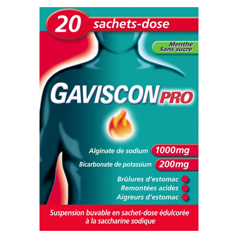 GavisconPro Menthe sans sucre suspension buvable 20 sachets GavisconPro Menthe sans sucre suspension buvable 20 sachets