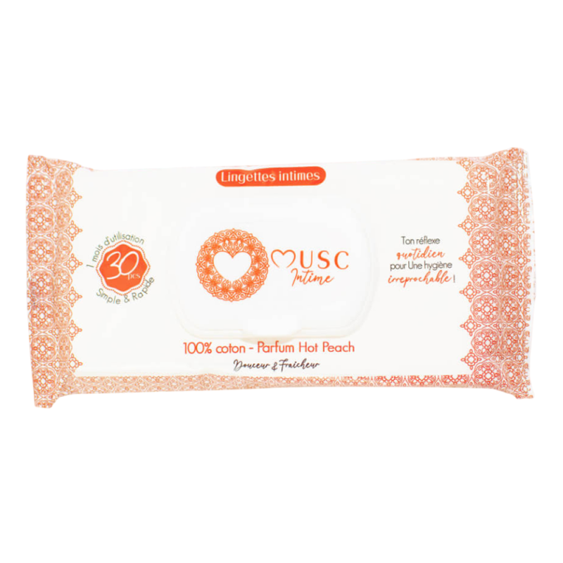 Musc Intime 30 Lingettes intimes Hot Peach - La Charmeuse Musc Intime 30 Lingettes intimes Hot Peach - La Charmeuse