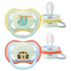 Avent Pacifier Ultra Air nuit Sucettes orthodontiques décor jungle 0 - 6 mois lot de 2