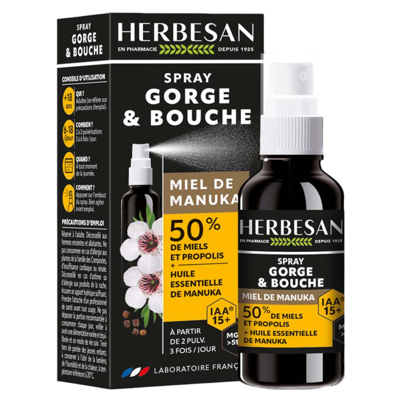 Herbesan Miel de Manuka Spray gorge & bouche IAA 15+ 25ml