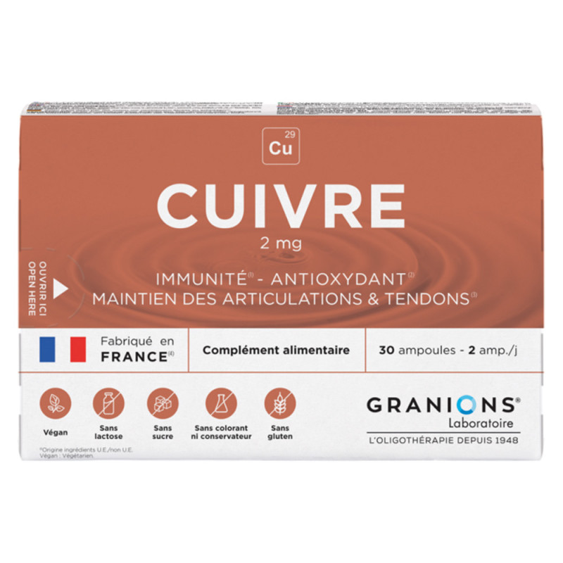 Granions Cuivre 2 mg 30 ampoules
