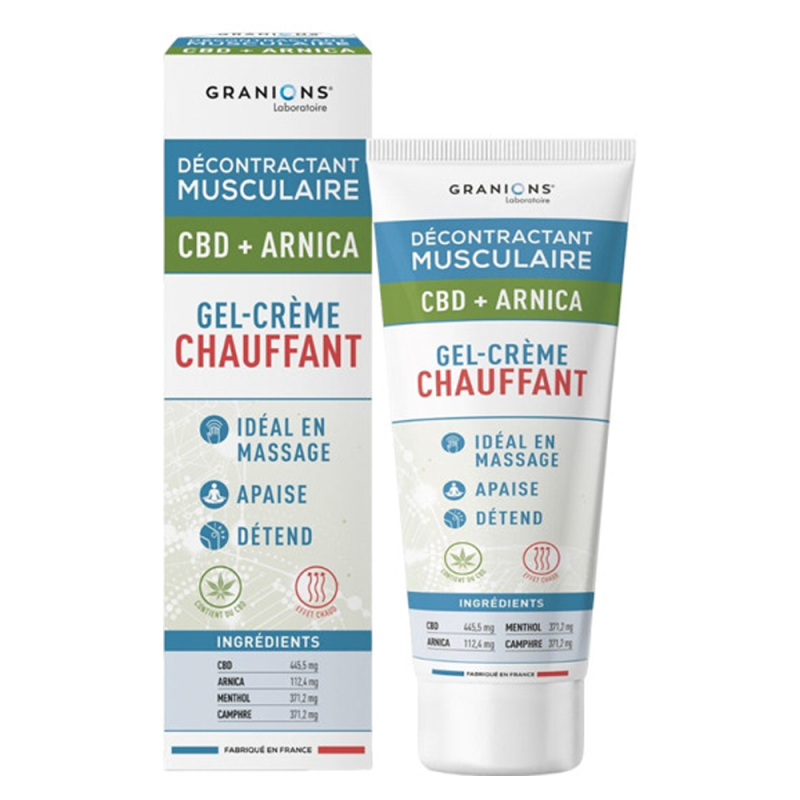 Granions Décontractant Musculaire Gel-crème chauffant CBD + Arnica 75ml
