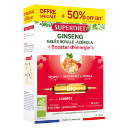 Superdiet Ginseng Gelée Royale Acérola bio 20 + 10 ampoules